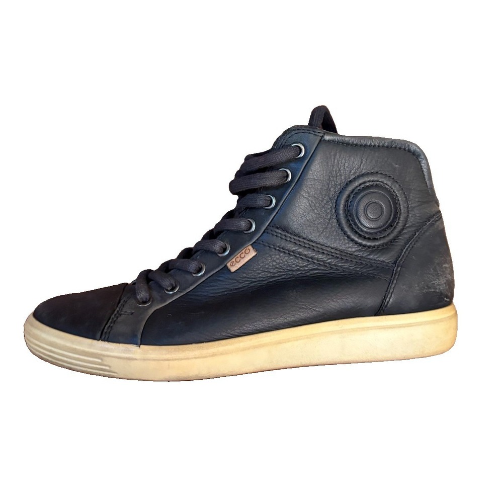 ECCO Soft 7 Women's Black Leather High Top Sneakers 39 US 8 Comfort Shoes